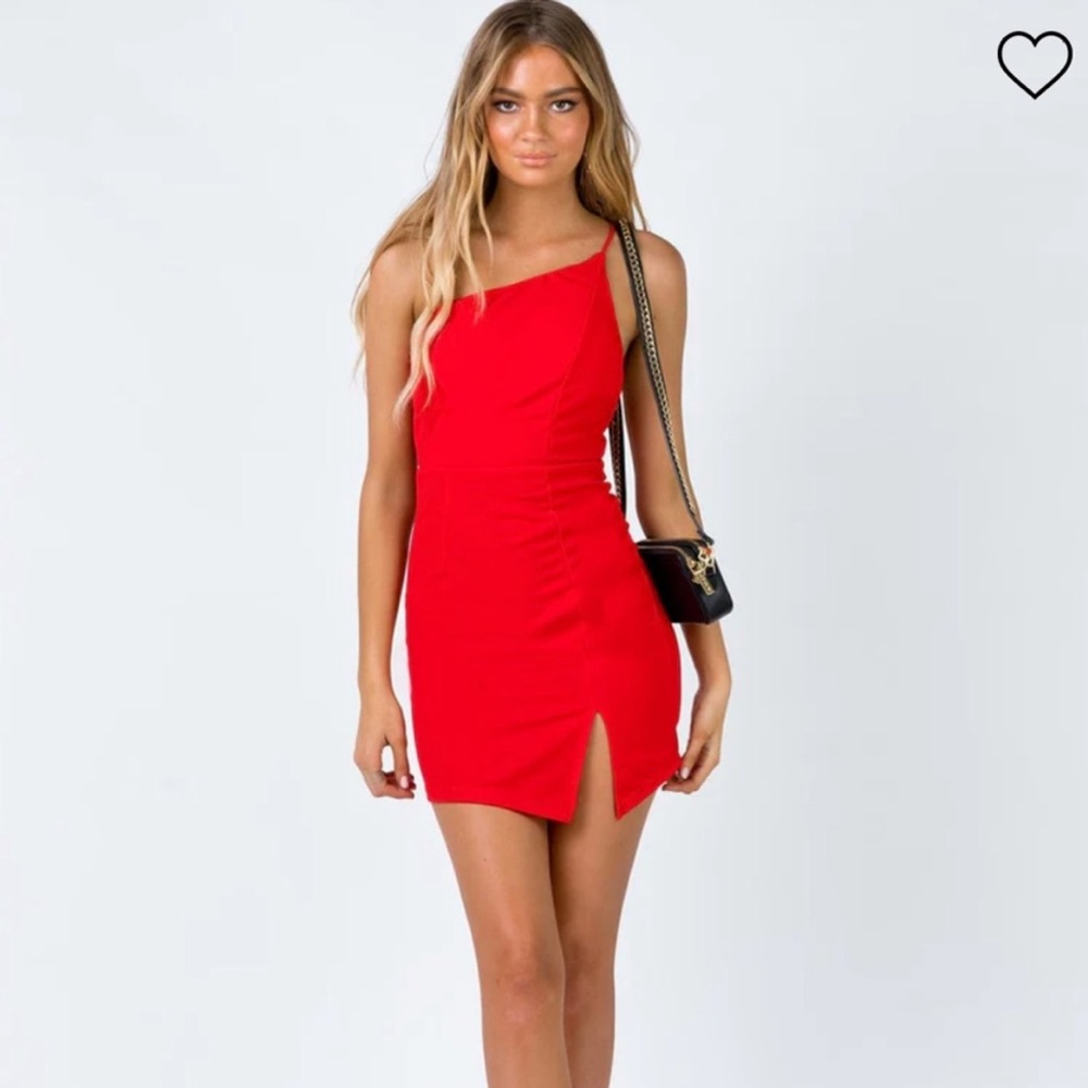 Princess Polly One Shoulder Red Dress Size 6